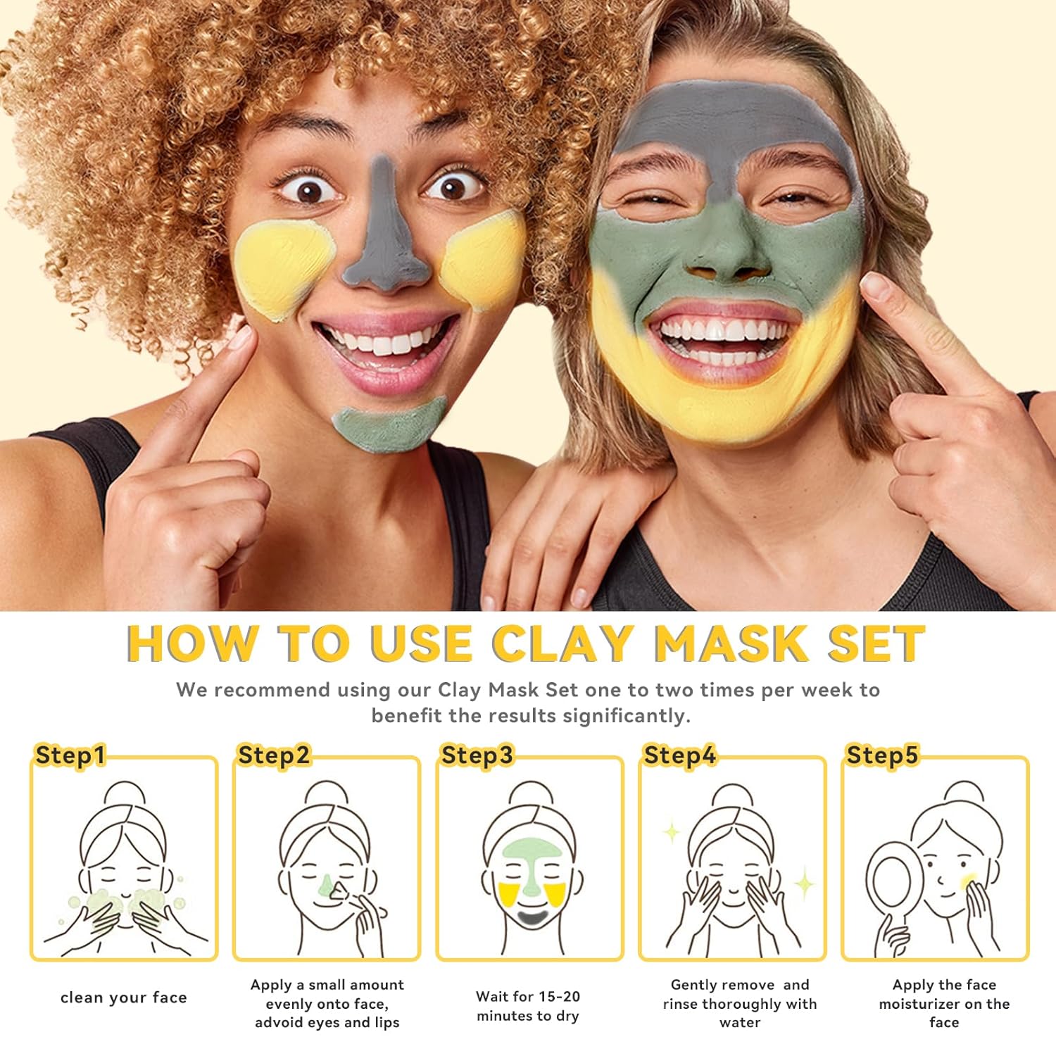 ANAI RUI Turmeric Clay Mask - Green Tea Clay Mask - Dead Sea Minerals Mud Mask, Spa Facial Mask Set, Face Mask Gift Set 2.5 oz each - Image 6