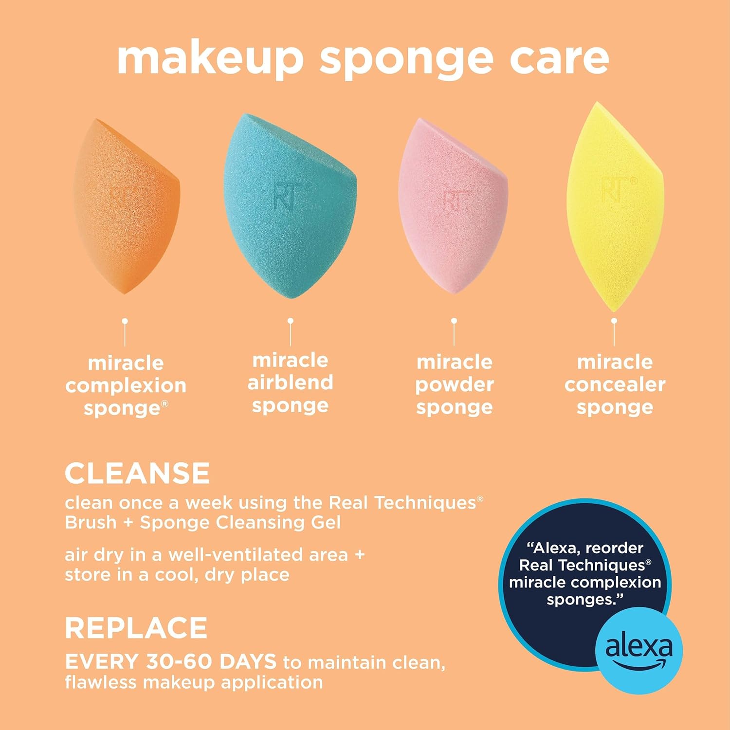 Real Techniques Miracle Complexion Sponge, Makeup Blender for Liquid and Cream Foundation, Full Coverage, Streak-Free Professional Makeup Tool, Cruelty Free, Vegan, Latex Free, 4 Count - Image 14