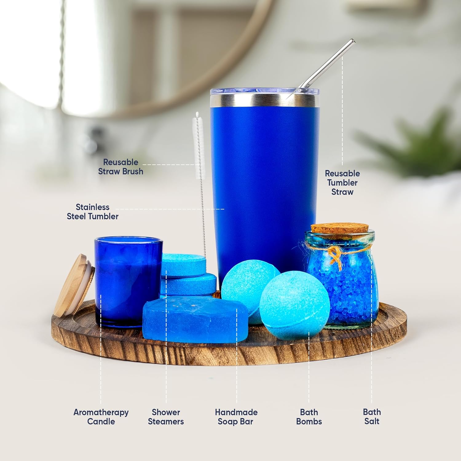 Luxury Spa Gift Basket Set – 16 Pcs Bath Set with Bath Bombs, Body Lotion, Shower Gel & More – Relaxing Gifts for Women & Men – Perfect for Birthday, Christmas, Thank You & Bridal Shower(Royal Blue) - Image 2