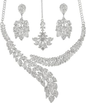 Touchstone Indian Hollywood Paisley/Scarf Crystals Jewelry Necklace Set for Women