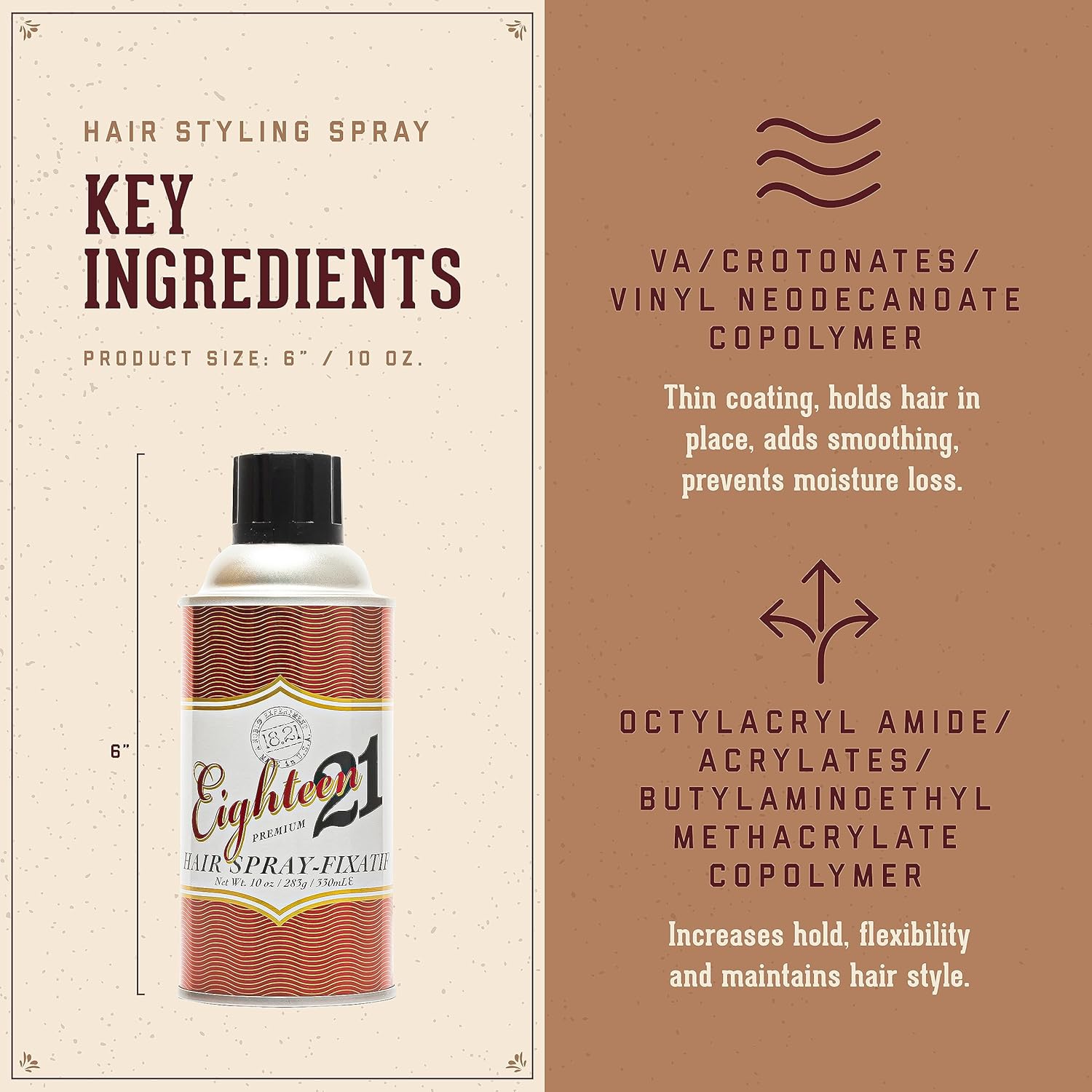 18.21 Man Made Premium Hair Spray for Men, All-Day Flexible Hold, 10 oz. - Styling Hairspray with Matte Finish, Sweet Tobacco Scent - Professional, Non-Greasy Hairspray for All Hair Types - Image 3