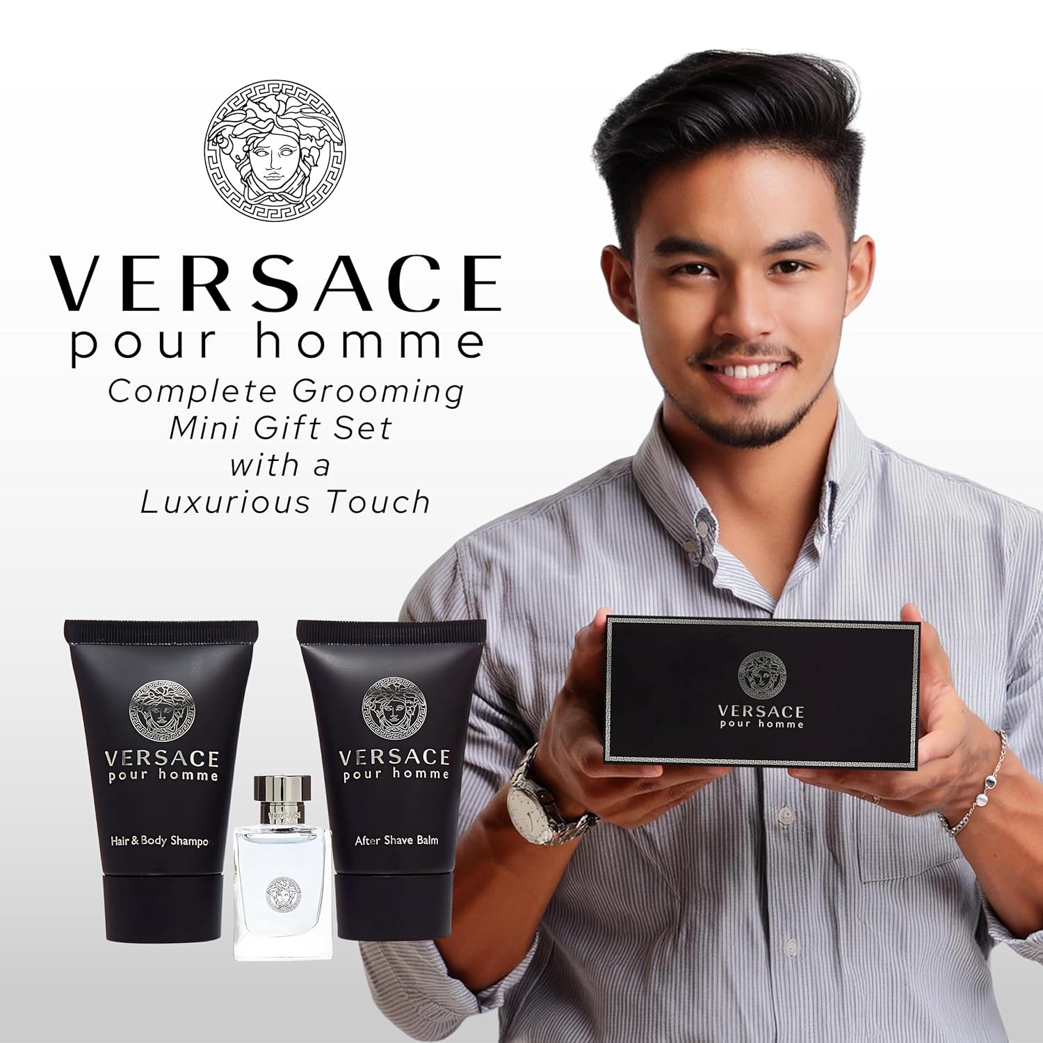 Versace Pour Homme for Men, 3 Piece Mini Gift Set - Image 5