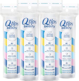 Q-Tips Beauty Luxe Cotton Rounds 80 Count 4-Pack – Hypoallergenic Makeup Remover Pads, Beauty & Personal Care Essentials