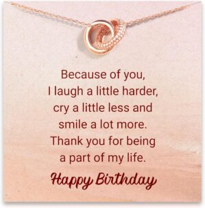 STORYJEWELLERY Happy Birthday Necklace for Women, Sterling Silver Necklace, 40th 50th 60th 70th Womens Birthday Gifts for Sister Friend and Coworker, 925 Sterling Silver Jewelry for Her