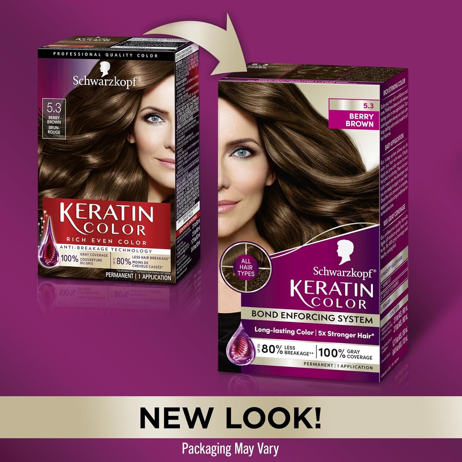Schwarzkopf Keratin Color Anti-Age Hair Color Cream, 5.3 Berry Brown (Packaging May Vary), Pack of 1 - Image 3