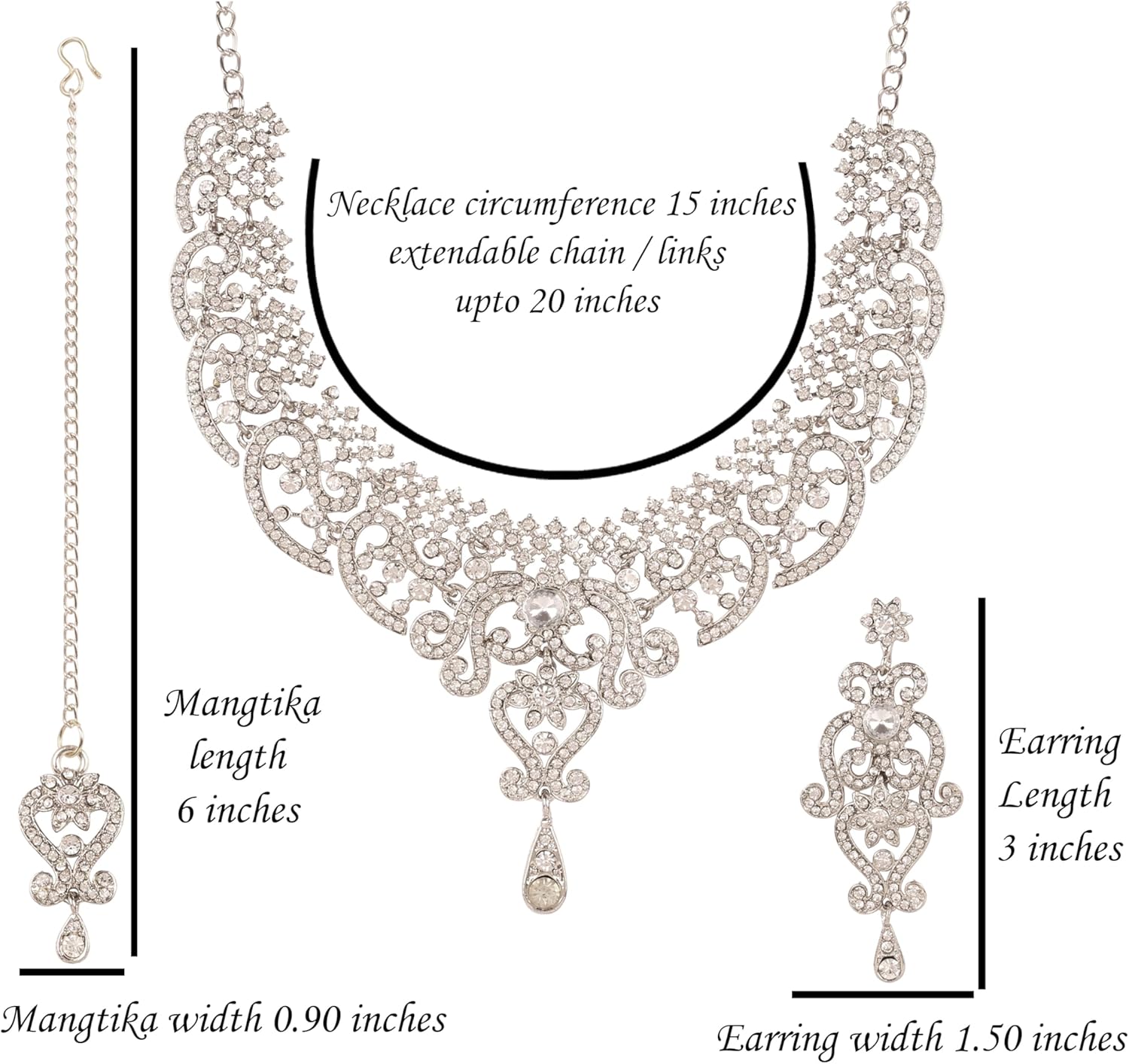 Touchstone Indian jewelry set for women bollywood gold jewellery wedding outfits necklace sets earrings bridal maang tikka fancy costume girls big desi accessories rhinestone in gold or silver tone - Image 3