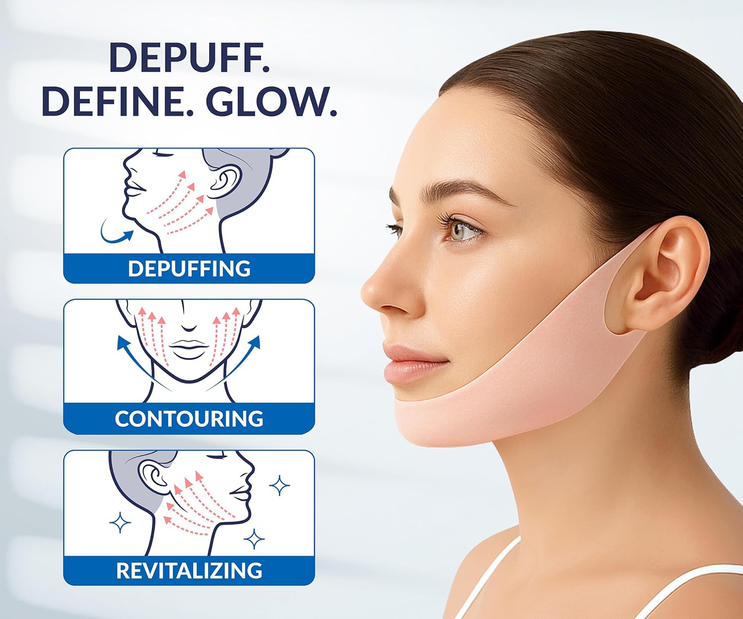 STYLIA V Line Lifting Collagen Face Mask - Double Chin Strap for Women - Jawline Shaper Face Lift Tape - Neck Lift Collagen Mask - Chin Strap for Sleeping - Hyaluronic Acid, Aloe Vera, Cica 10PC - Image 4