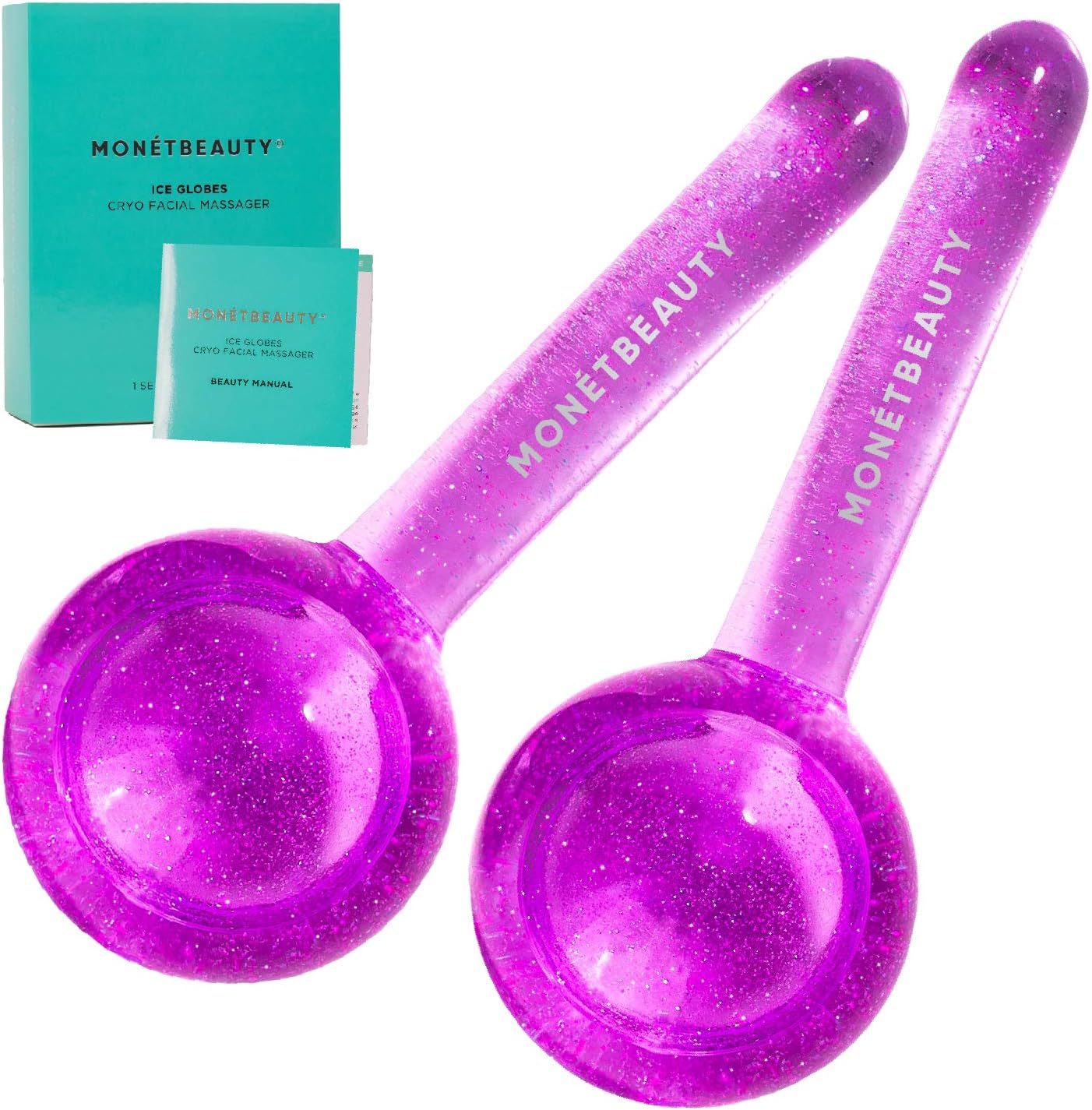 Ice Globes for Face, Freezer Safe and Highly Effective Facial Globes for Daily Beauty Routines, Face Roller to Tighten Skin, Reduce Puffiness, Enhance Circulation and Complexion (Purple)