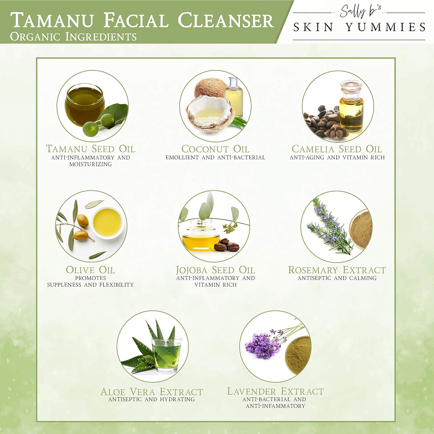 Sally B's Tamanu Luxury Facial Cleanser/Cleansing Milk for Sensitive Skin/EWG Verified/Redness Relief/ 4Oz - Image 2