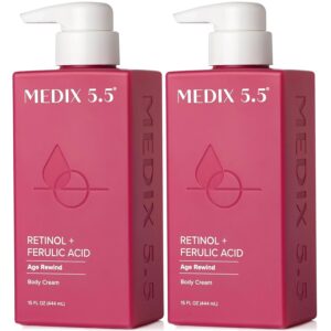 Medix 5.5 Retinol Body Lotion Firming Moisturizer | Crepey Skincare Treatment | Retinol Body Cream | Anti Aging Firming Cream For Women Targets Look Of Crepe Skin, Wrinkles, & Sagging Skin, 2-Pack