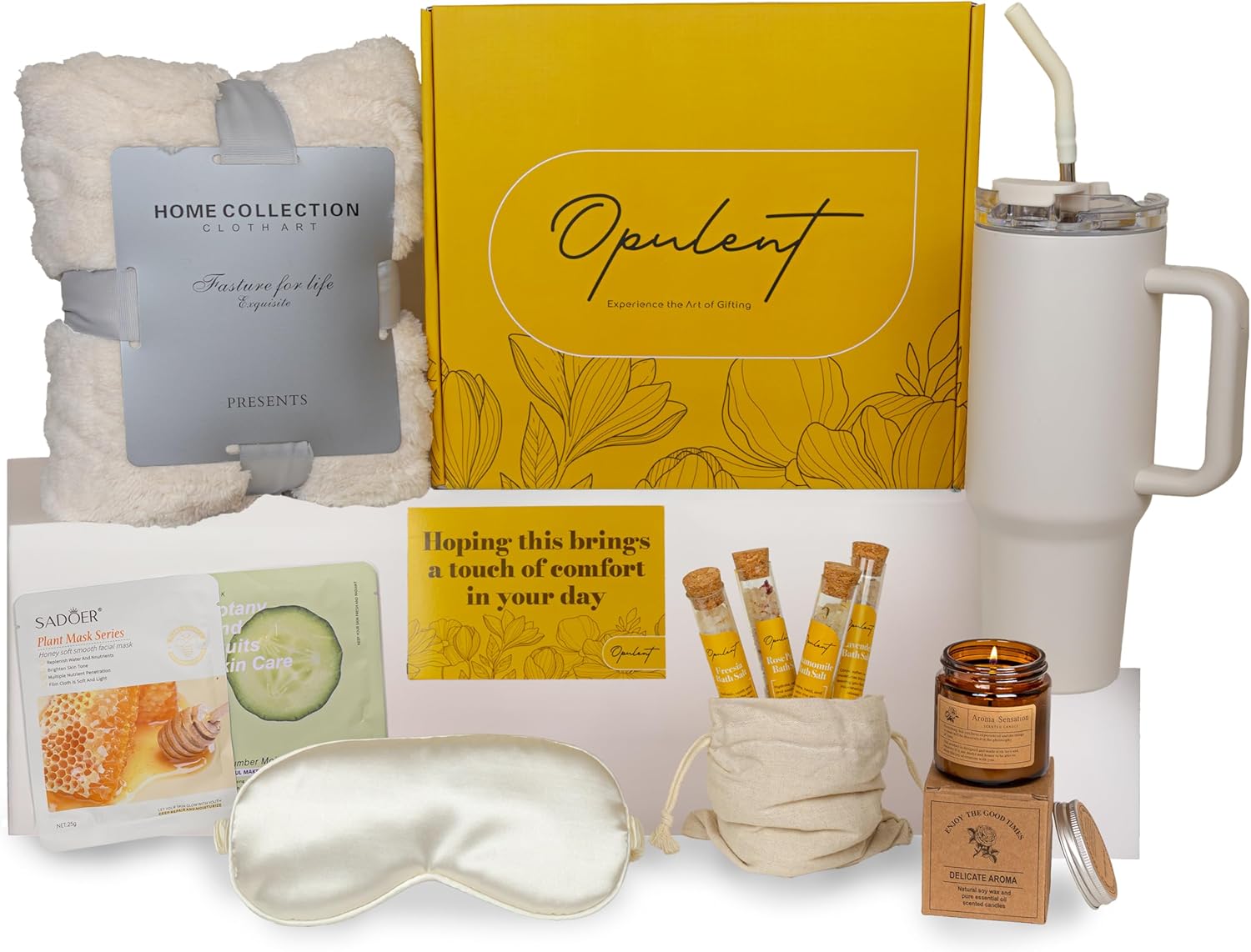 Self Care Gifts for Women, Birthday Gift Baskets for women, Care Package Specially for You Gift Box Women Hug in a Box for Her Unique Presents Get Well Gifts Luxury Spa Set Cozy Blanket 40oz Thumbler