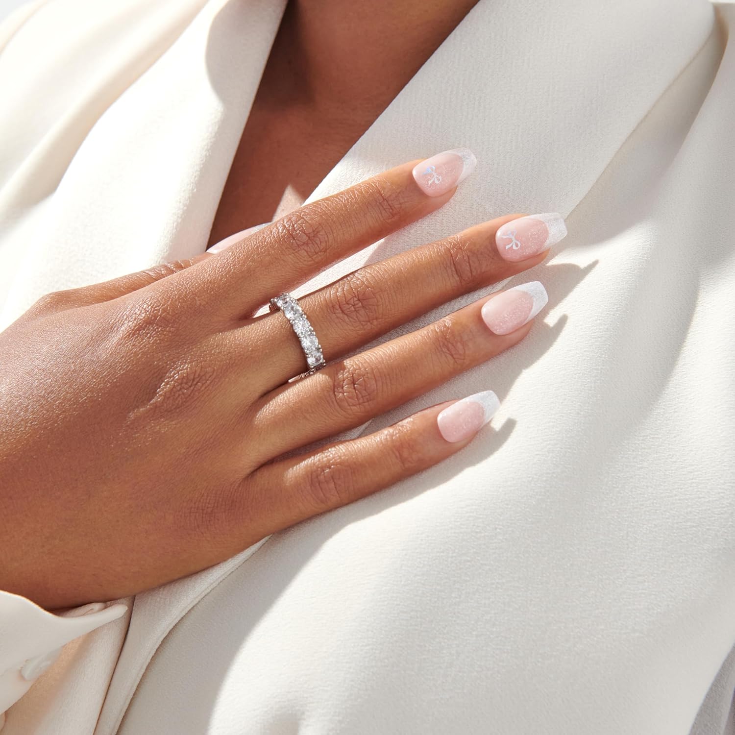 KISS imPRESS No Glue Mani Press-On Nails, Premium, 'Memory Lane', Silver, Medium Size, Coffin Shape, Includes 30 Nails, Prep Pad, Instructions Sheet, 1 Manicure Stick, 1 Mini File - Image 6