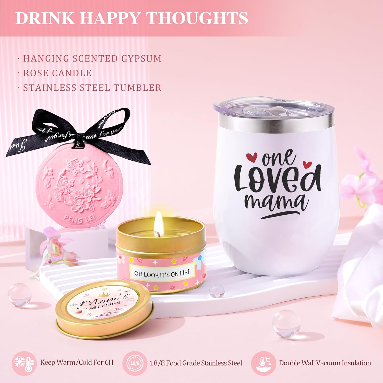 Mother's Day Baskets Gifts for Mom - 16 Pcs Luxury Self-Care Gift Basket for Mothers Day Mama (Pink) - Image 4