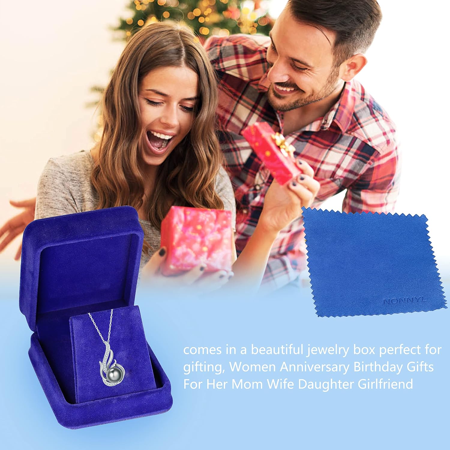 Tahitian Black Pearl Necklaces for Women 10-11mm - Pearl Necklace Phoenix Pendant | with 925 Sterling Silver 18" Chain - Christmas Mothers Day Valentine's Day Gifts For Women Wife Mom Grandma Girlfriend Daughter Her Best Friend Birthday Anniversary Fine Jewelry - Image 6