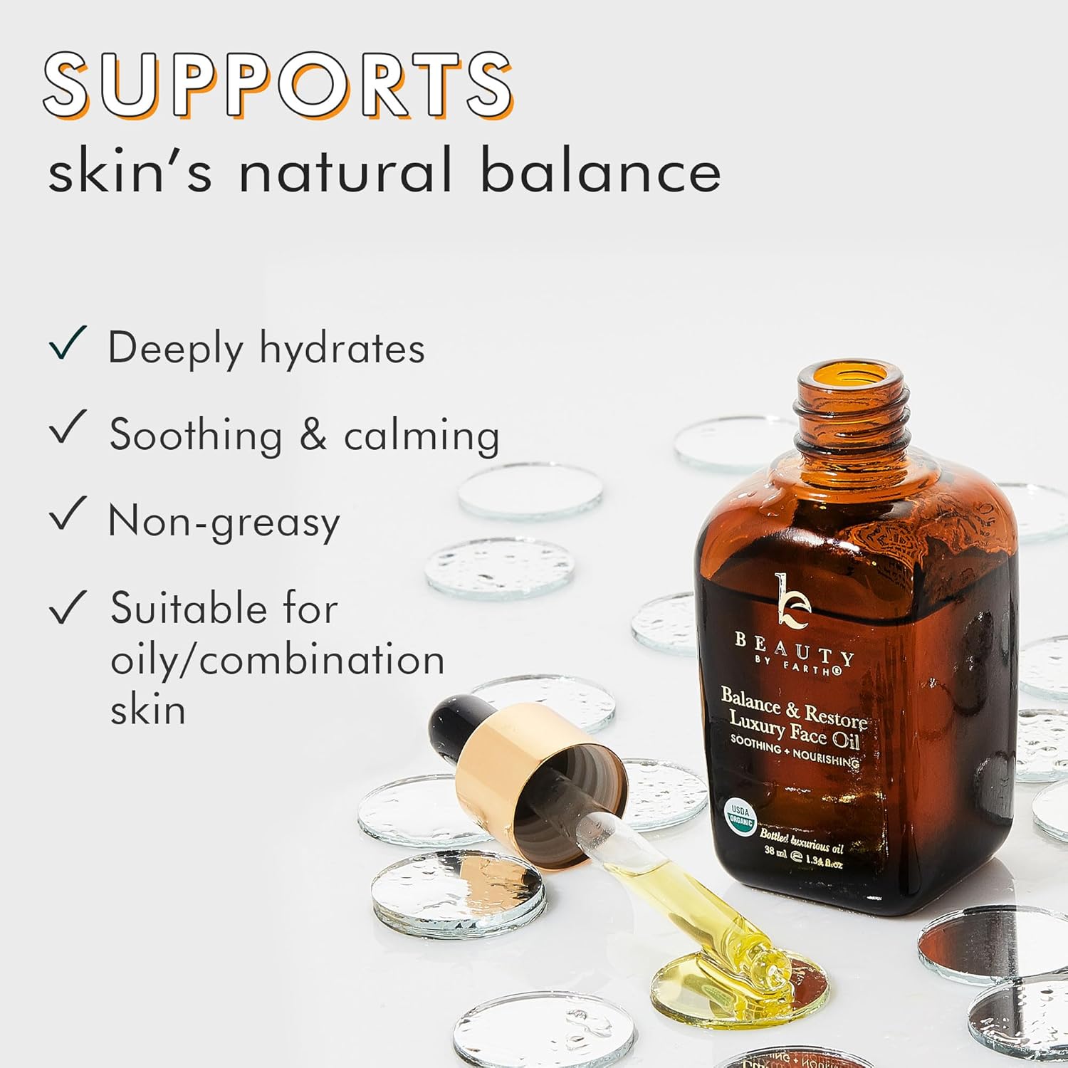 USDA Organic Face Oil - USA Made with Natural Ingredients, Anti Aging Formula for Acne-Prone & Oily Skin, Facial Oil with Vitamin E, Rosehip, Argan & Jojoba Oils for Sensitive Skin, Eczema & Rosacea - Image 3