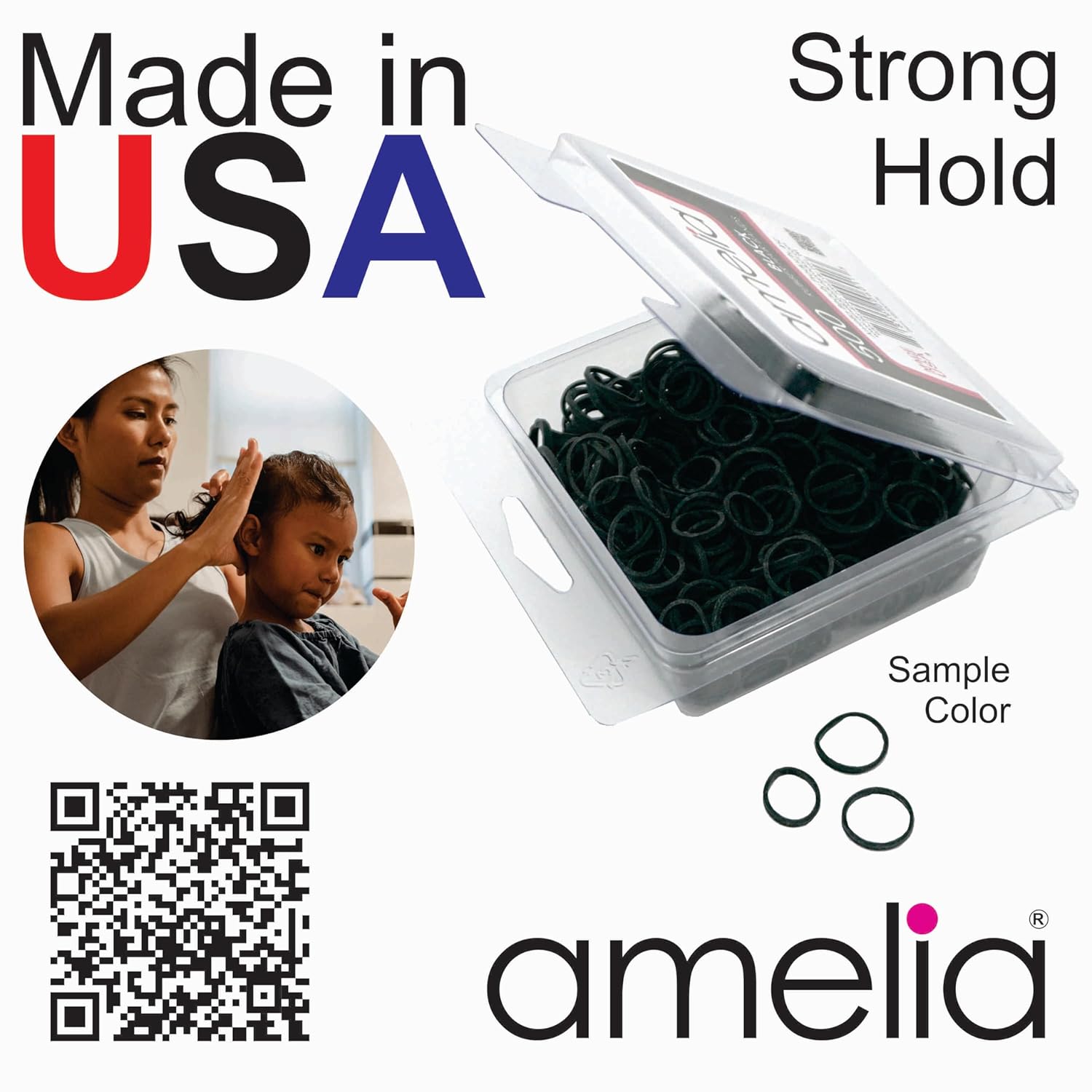 Amelia Beauty | 1000 Count 1/2" Rubber Bands | Premium US Made Rubber Hair Ties | Ideal for Ponytails, Braids & Beards | Strong All Day Hold | Convenient Re-closable Container | Green - Image 8