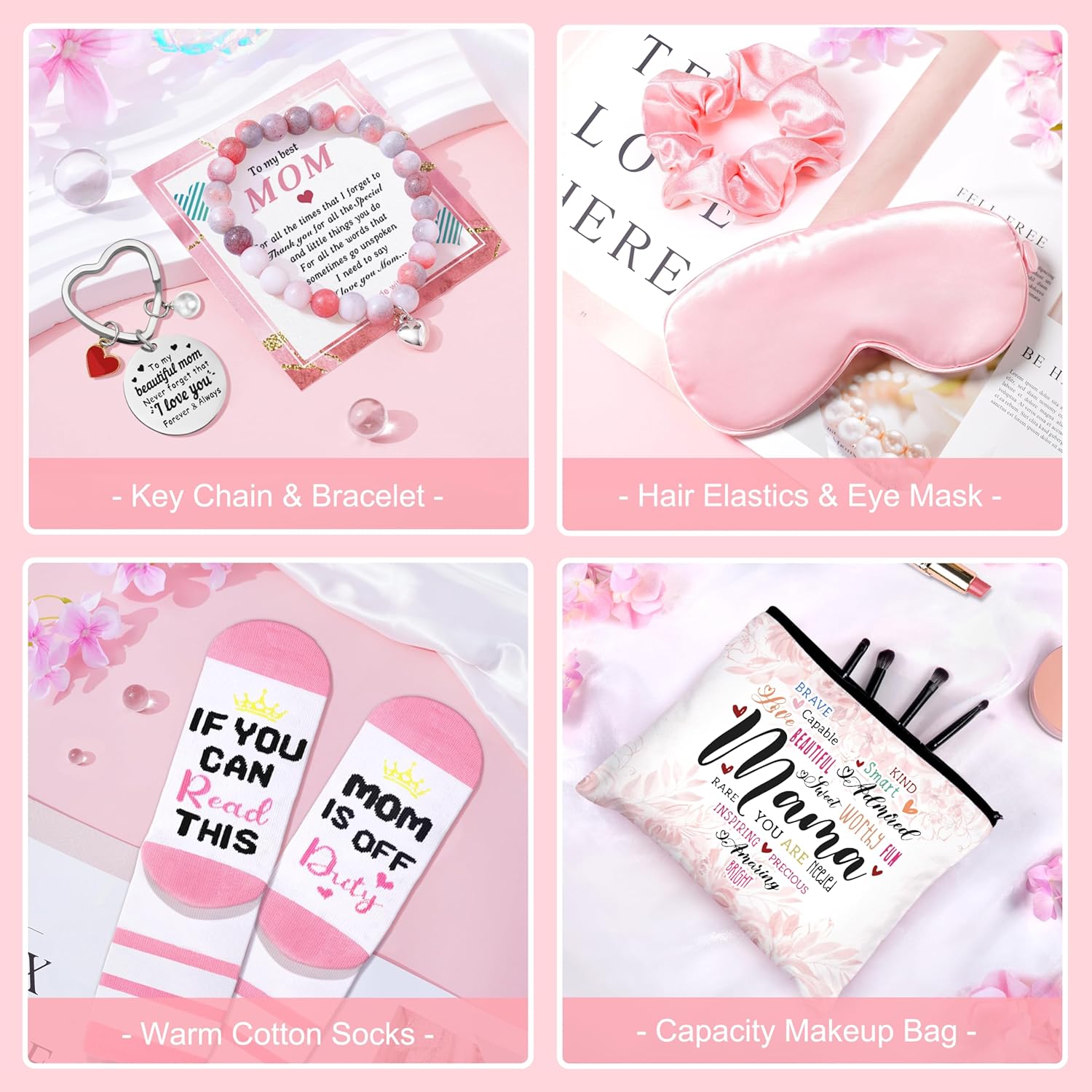 Mother's Day Baskets Gifts for Mom - 16 Pcs Luxury Self-Care Gift Basket for Mothers Day Mama (Pink) - Image 6