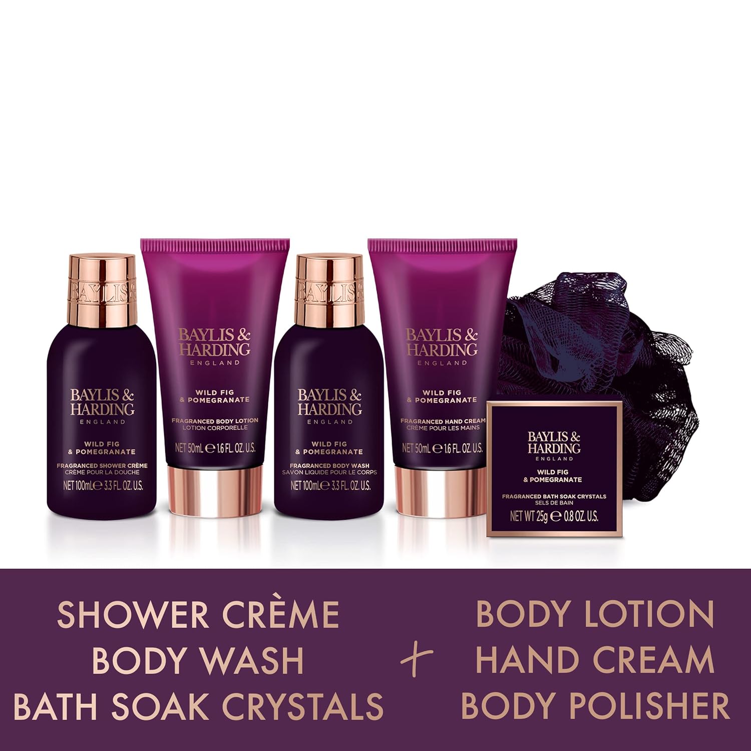 Baylis & Harding Gift Set for Women - Luxury Bath & Skincare - Moonlight Fig - 6-Pack - Image 3