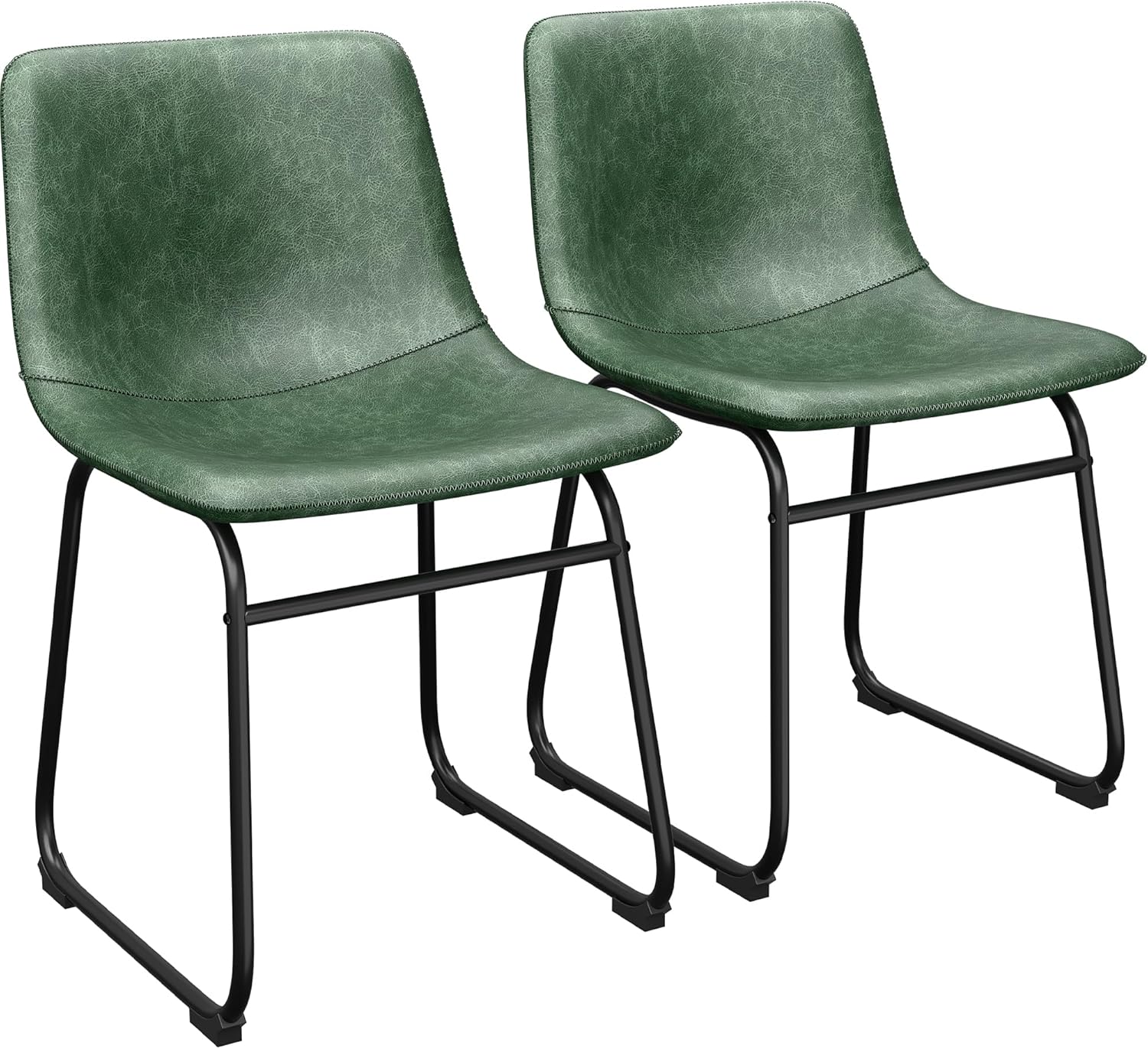 Dining Chairs Set of 2, 18 Inch Modern Armless Dining Chair with Back, Faux Leather Kitchen Dining Room Chair with Metal Legs for Home, Bistro Coffee Shops (Green) - Image 7