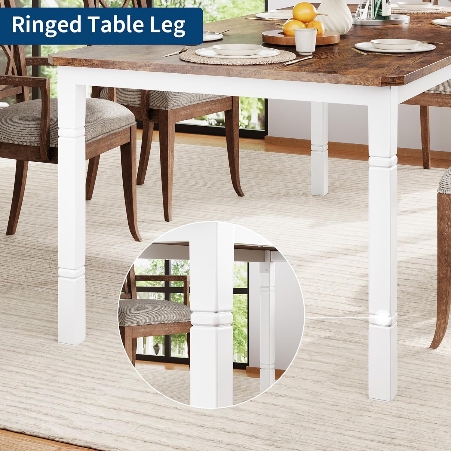 79" Large Industrial Dining Room Table for 6-8 People Rectangular Wood Kitchen Table Modern Farmhouse Dining Table Kitchen Dining Room Table with Heavy Duty Metal Legs forKitchen, Living Room - Image 5