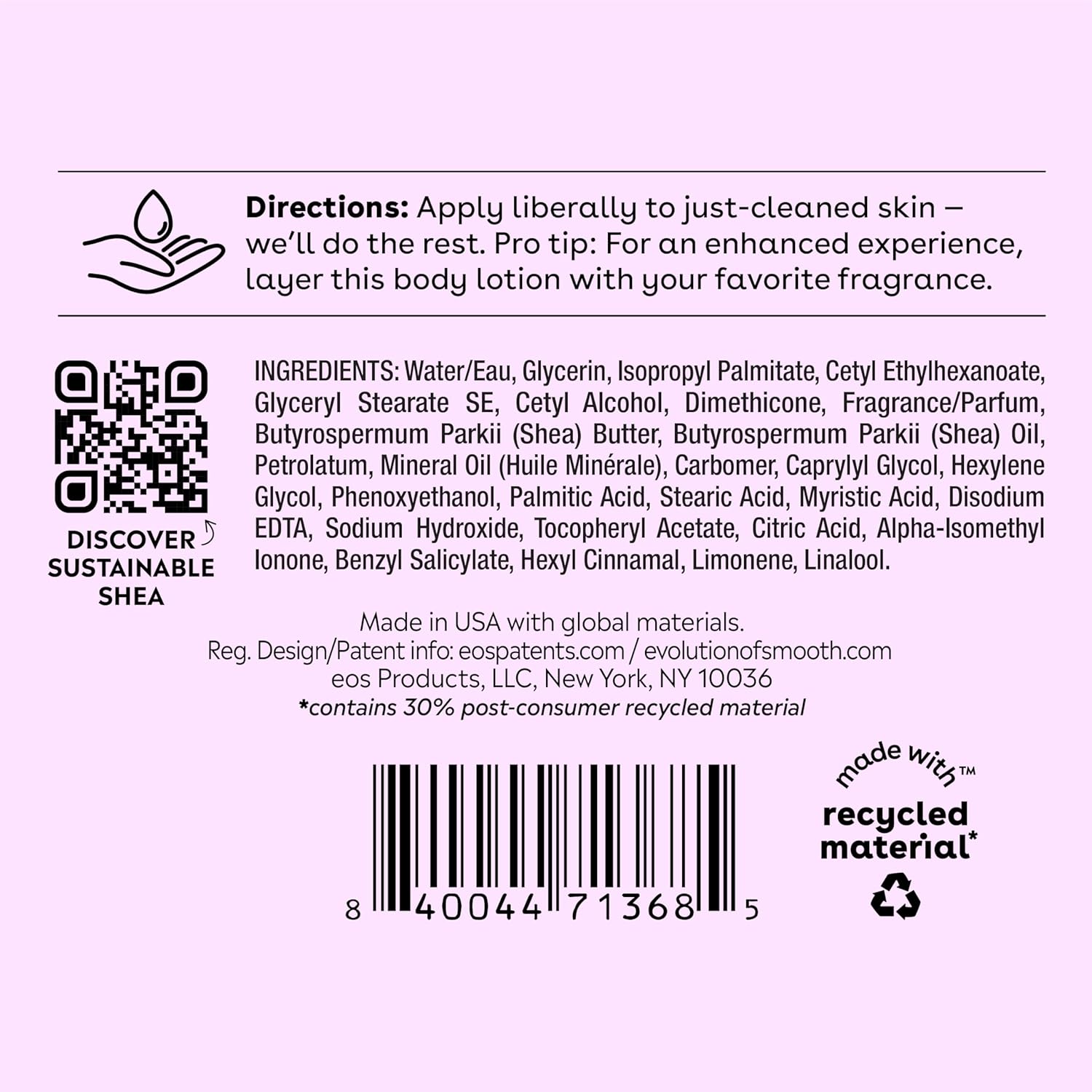 eos Shea Better Body Lotion- Fresh & Cozy, 24-Hour Moisture Skin Care, Lightweight & Non-Greasy, Made with Natural Shea, Vegan, 16 Fl Oz (Pack of 1) - Image 9