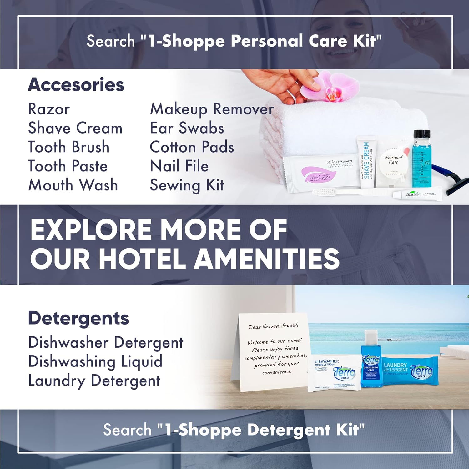 Personal Care Travel Toiletries | 1-Shoppe Amenities Kit | Travel Shaving Set, Toothbrush & Paste, Mouthwash, Makeup Wipes, Swabs, Nail File & Sewing Kit | 150 Pieces - Image 6