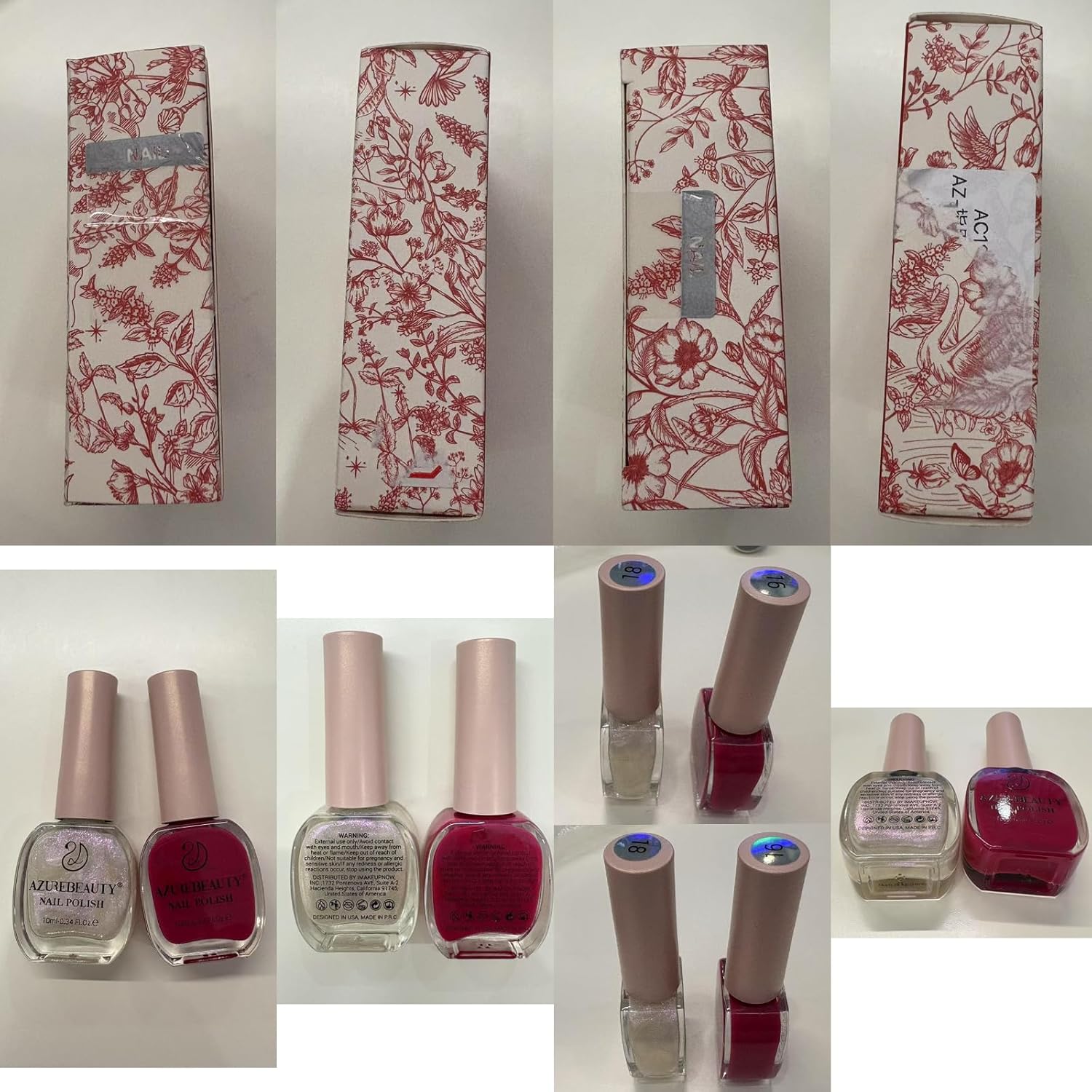 AZUREBEAUTY Sparkle Nail Polish Set Quick Dry Pearl white Hot Pink 2 Colors Nail Lacquer Natural Infinite Shine DIY Salon Home Women Gifts 2Pcs 0.34oz - Image 9