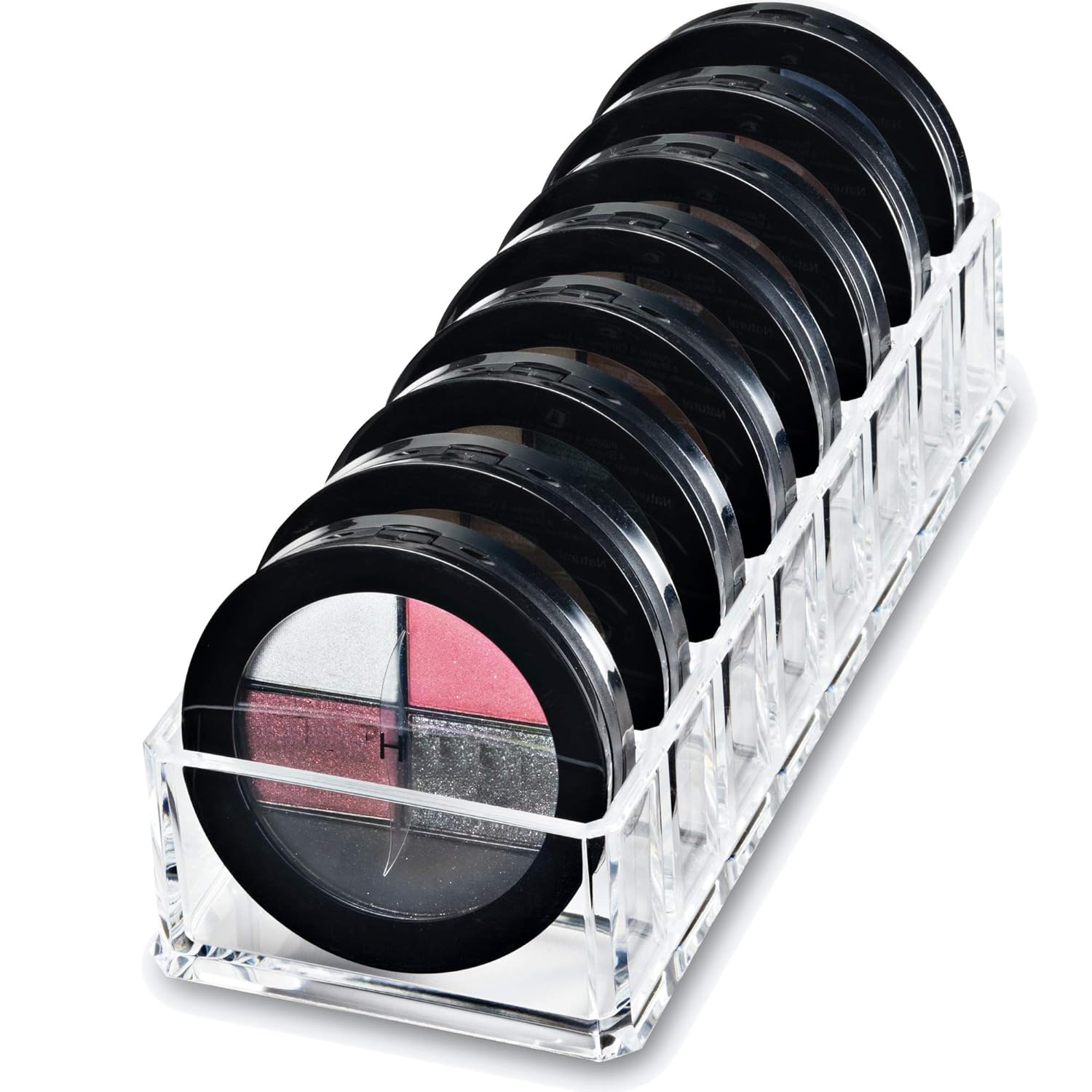 byAlegory Acrylic (Bronzer, Highlighter, Powder, Blush) Compact Makeup Organizer | 8 Space Cosmetic Storage (CLEAR) - Image 2