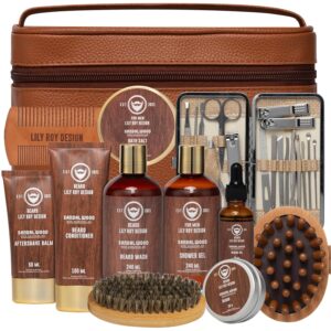 Father’s Day Spa Gift Set for Men – Luxury 30-Piece Sandalwood Bath & Beard Gift Set for Men, Bath & Body Care Kit for Him with Beard Wax | Christmas, Valentine’s Day, Birthday, Gift for Father Dad