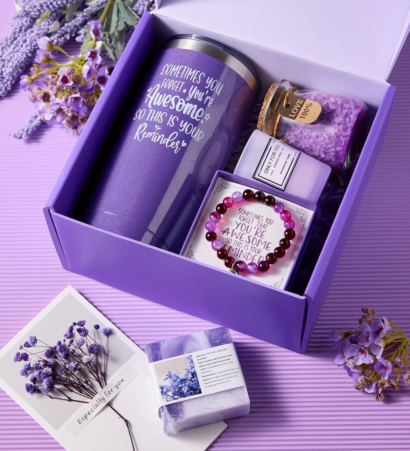 CITTA Gifts for Women Mom Wife Her, Unique Birthday Mother's Day Thank You Gift for Women, Best Friend, Lavender Spa Bath Gift Basket Set for Her, Self Care Get Well Retirement Appreciation Gifts - Image 8