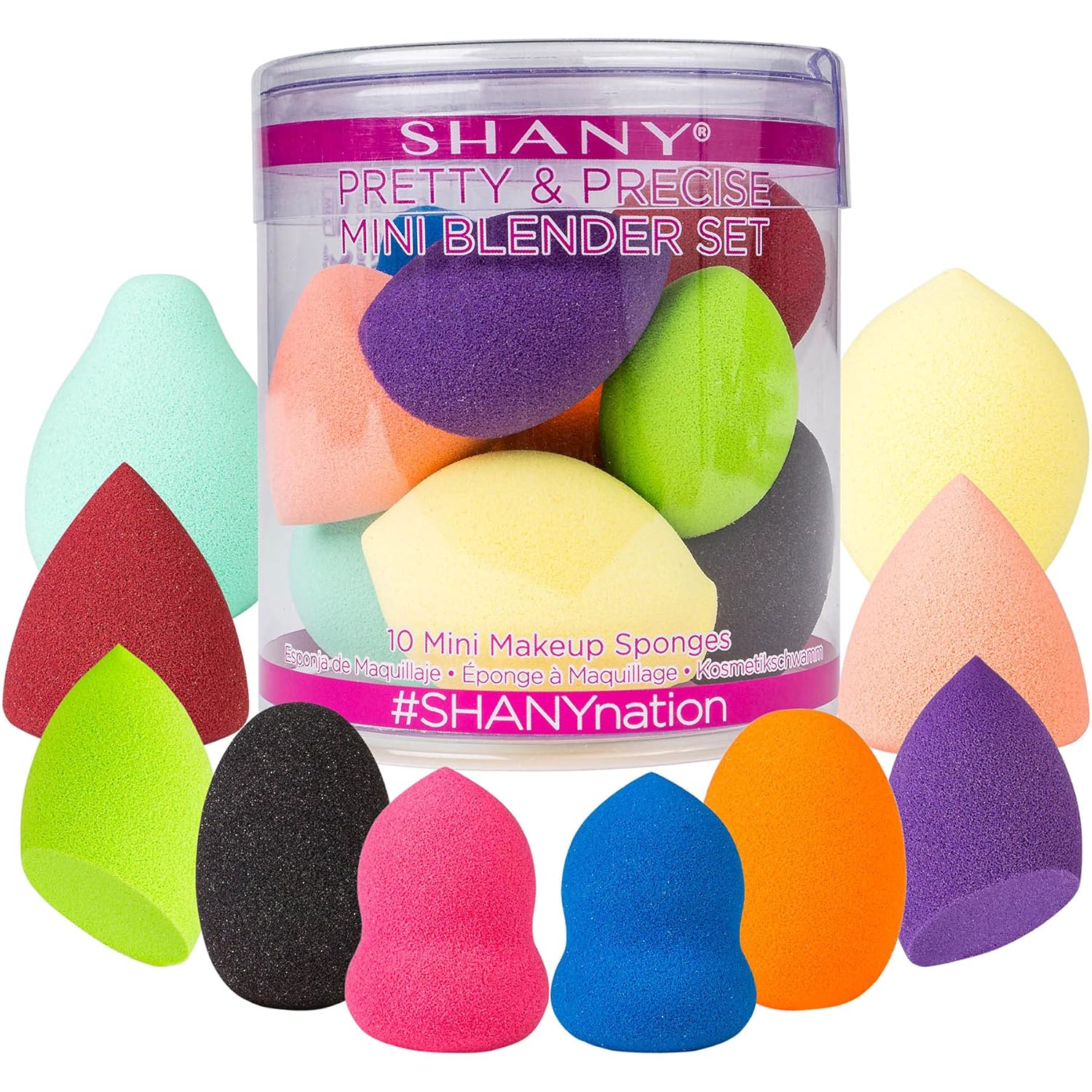 SHANY Pretty & Precise Mini Makeup Blender Puff Set - Premium Latex-Free Makeup Blender Beauty Sponges For Foundation and Blending - Set of 10