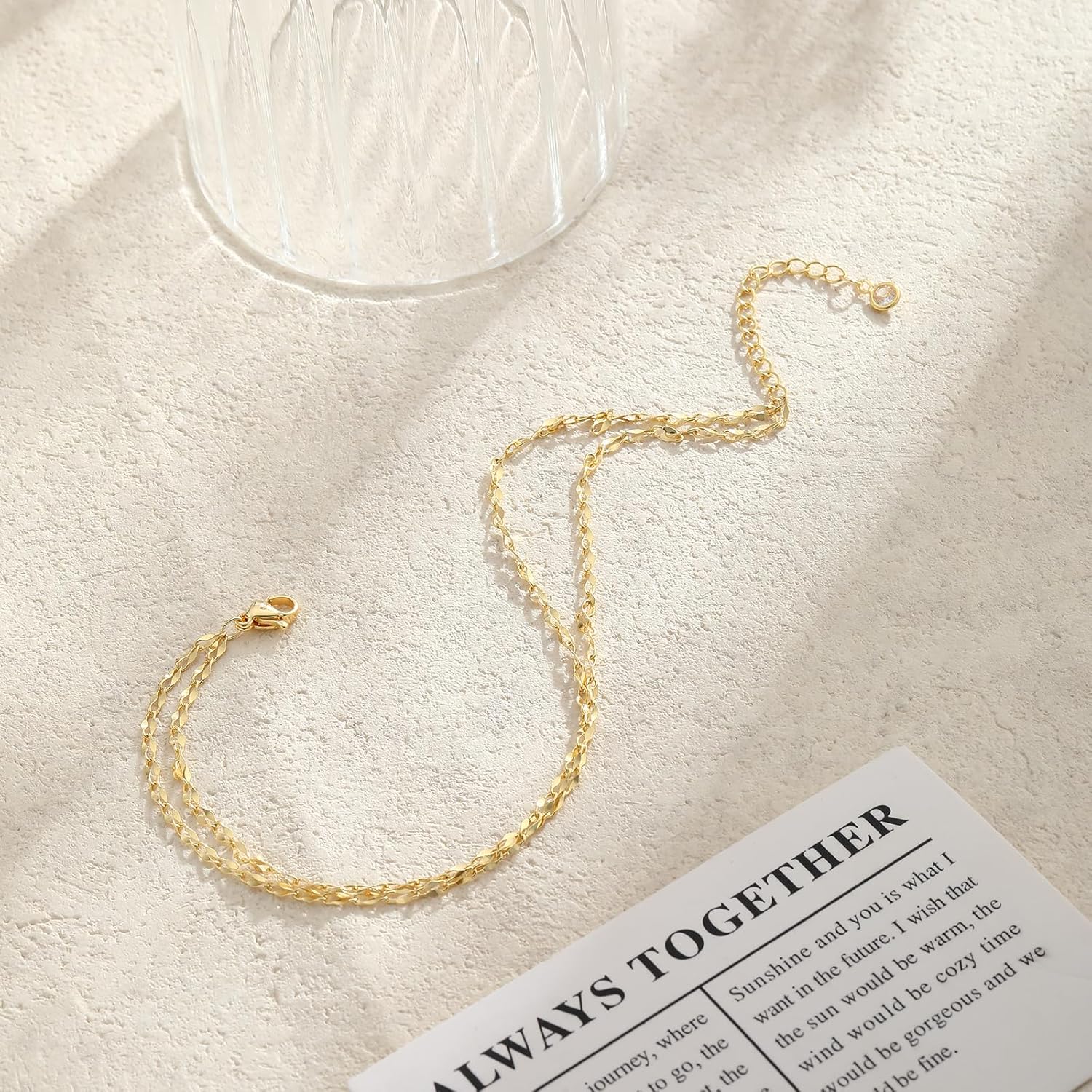 Ankle Bracelets for Women, 14K Gold Plated Waterproof Dainty Anklets for Women, Hypoallergenic Trendy Lightweight Jewelry Gifts - Image 6