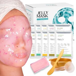 Peel-Off Jelly Mask Premium Modeling “Rubber Mask” Spa Set – 10 Treatments (24k Gold, Lavender, Kiwi, Peppermint, Egyptian Rose, Matcha, Chamomile, Tea tree, Jazmine)