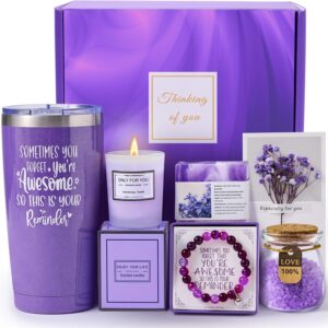 CITTA Gifts for Women Mom Wife Her, Unique Birthday Mother’s Day Thank You Gift for Women, Best Friend, Lavender Spa Bath Gift Basket Set for Her, Self Care Get Well Retirement Appreciation Gifts