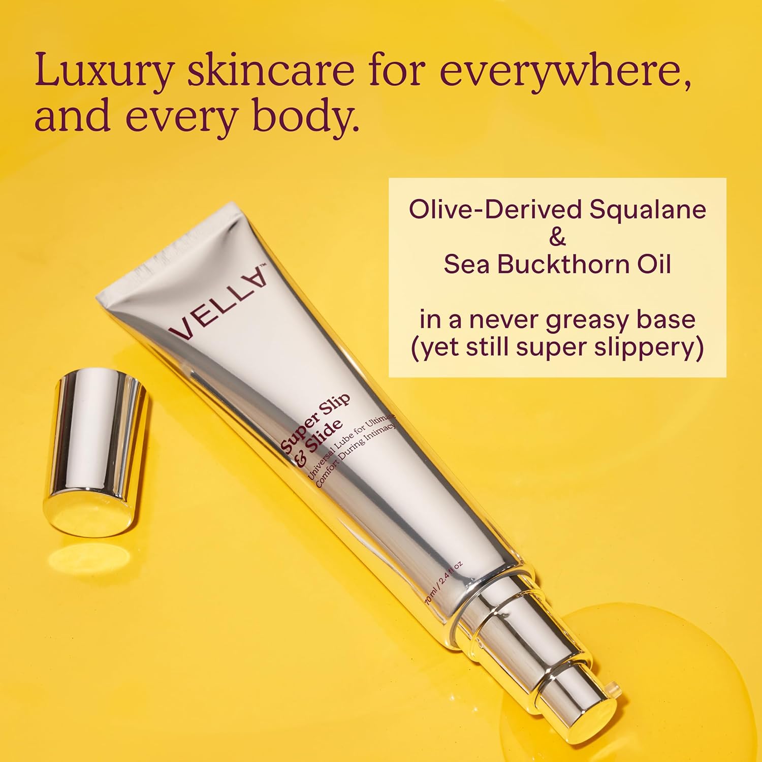 Vella Super Slip & Slide Non-Greasy Silicone Based Glide for Women & Couples, Feminine Care, Intimate Body Glide with Luxury Skincare Ingredients Squalane & Sea Buckthorn for Lasting Hydration - Image 3