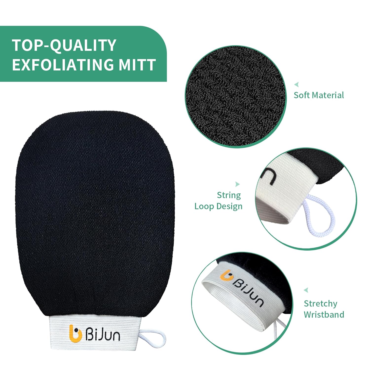 BiJun Exfoliating Glove Moroccan Kessa Scrub Exfoliating Gloves Deep Exfoliating Mitt Body Scrub Premium Scrub Wash Mitt Body Skincare at Home Shower or Bath Exfoliating Mitts for Dead Skin Remover - Image 6