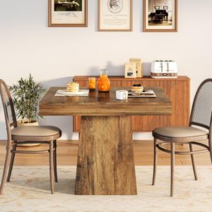 LITTLE TREE 31.5″ Small Dining Table for 4, Farmhouse Kitchen Table with Walnut Finish, Square Compact Dinner Table for Home Dining Room, Apartments, Office, Living Room & Restaurants, Walnut