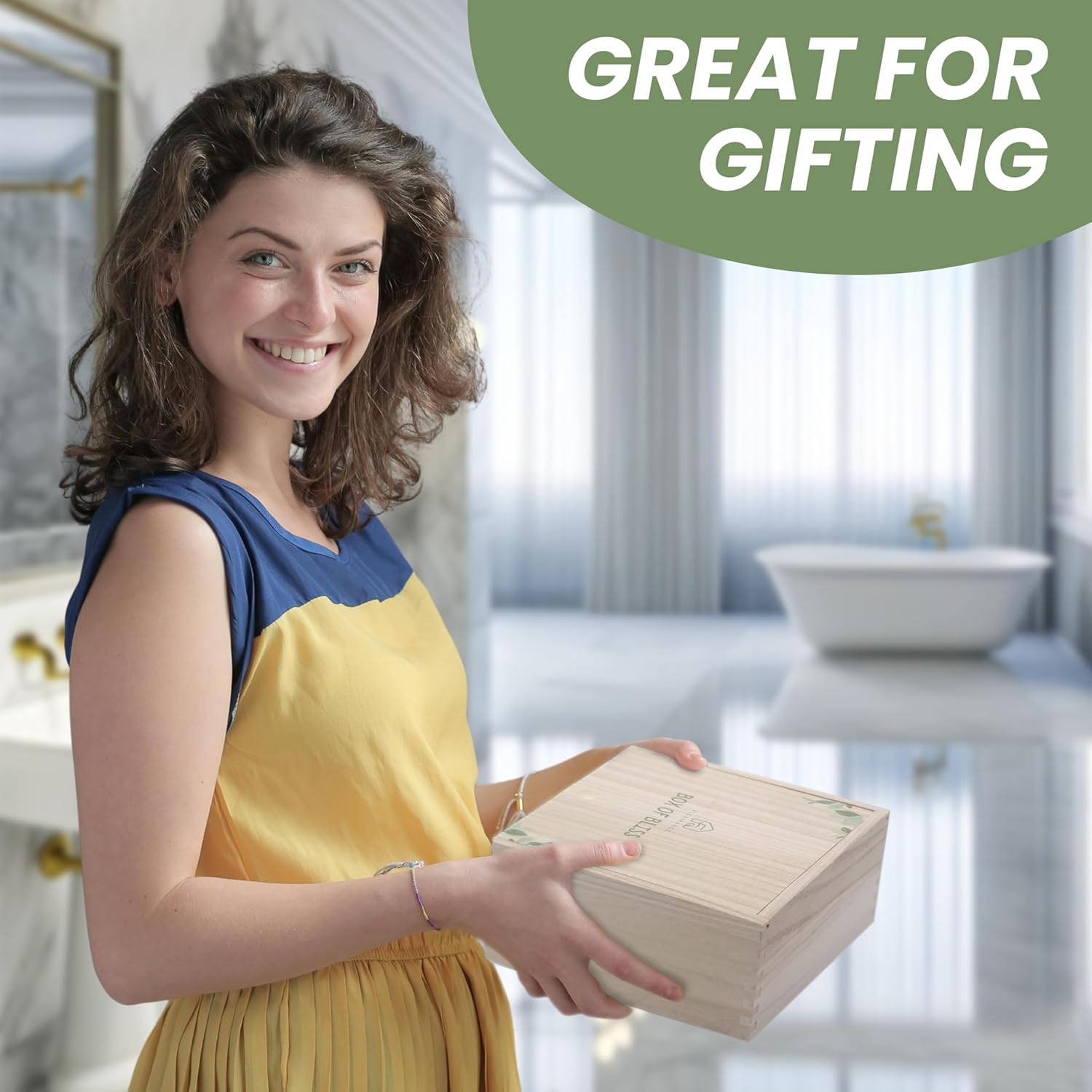 Birthday Gifts for Woman, Get Well Soon Gift Baskets for Women, Relaxing gifts for Women, Self Care Gifts, Spa kit for Woman, Wooden Box, Green Gifts for Wife, Girlfriend - Image 7