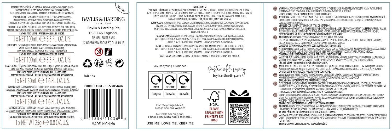 Baylis & Harding Gift Set for Women - Luxury Bath & Skincare - Moonlight Fig - 6-Pack - Image 6