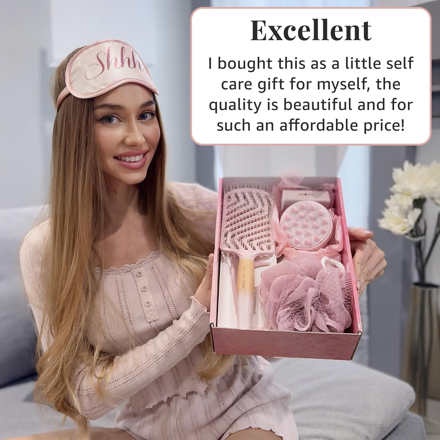 Lily England Mom Birthday Gift Set - 7-Piece Luxury Spa Gift Kit with Brush & Eye Mask - Attractive Birthday Gifts for Mom - Birthday Gift for Ultimate Self-Care Pampering - Image 5