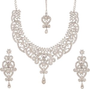 Touchstone Indian jewelry set for women bollywood gold jewellery wedding outfits necklace sets earrings bridal maang tikka fancy costume girls big desi accessories rhinestone in gold or silver tone