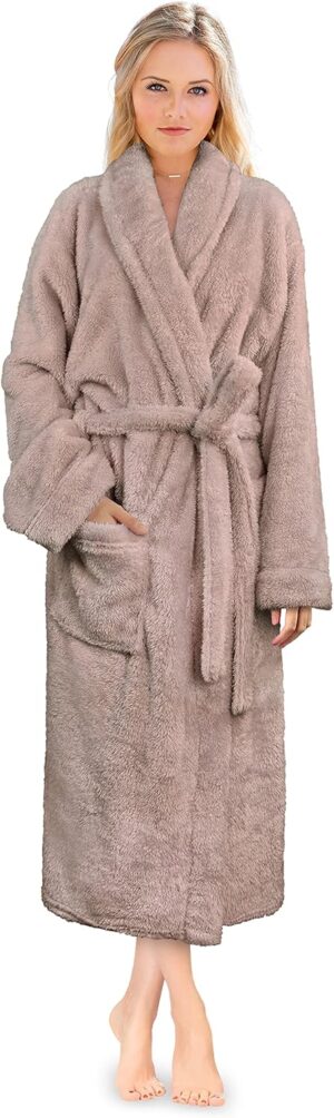 PAVILIA Premium Womens Plush Soft Robe Fluffy, Warm, Fleece Sherpa Shaggy Bathrobe