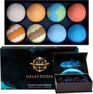 Bath Bombs Rich in Essential Oil and Shea Butter / 8 x 2.12 Ounces Handmade Planet Themed Bubble Bath Fizzer/Luxury Bath Bomb Set/Non-Staining, Vegan, Cruelty-Free/Perfect Spa Gift for Men and Women