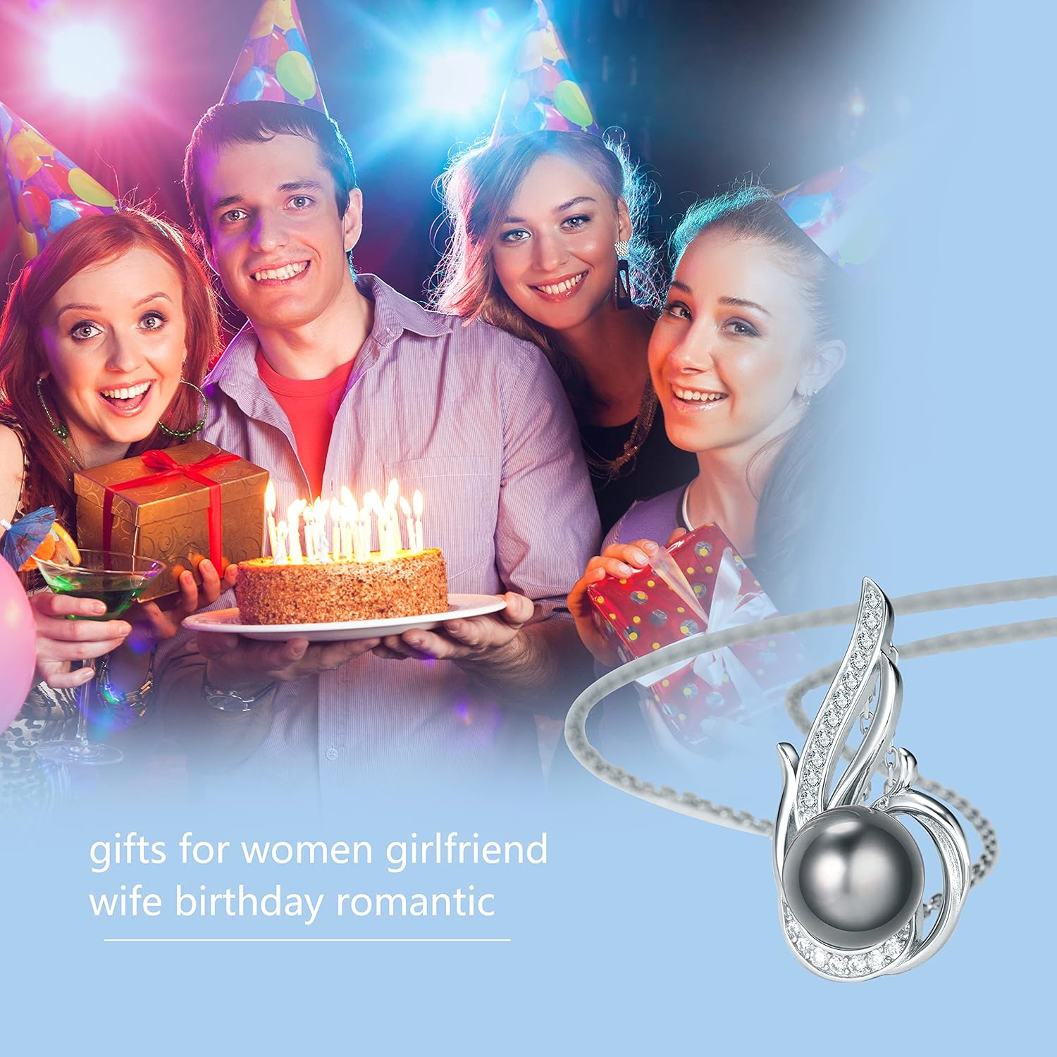 Tahitian Black Pearl Necklaces for Women 10-11mm - Pearl Necklace Phoenix Pendant | with 925 Sterling Silver 18" Chain - Christmas Mothers Day Valentine's Day Gifts For Women Wife Mom Grandma Girlfriend Daughter Her Best Friend Birthday Anniversary Fine Jewelry - Image 5