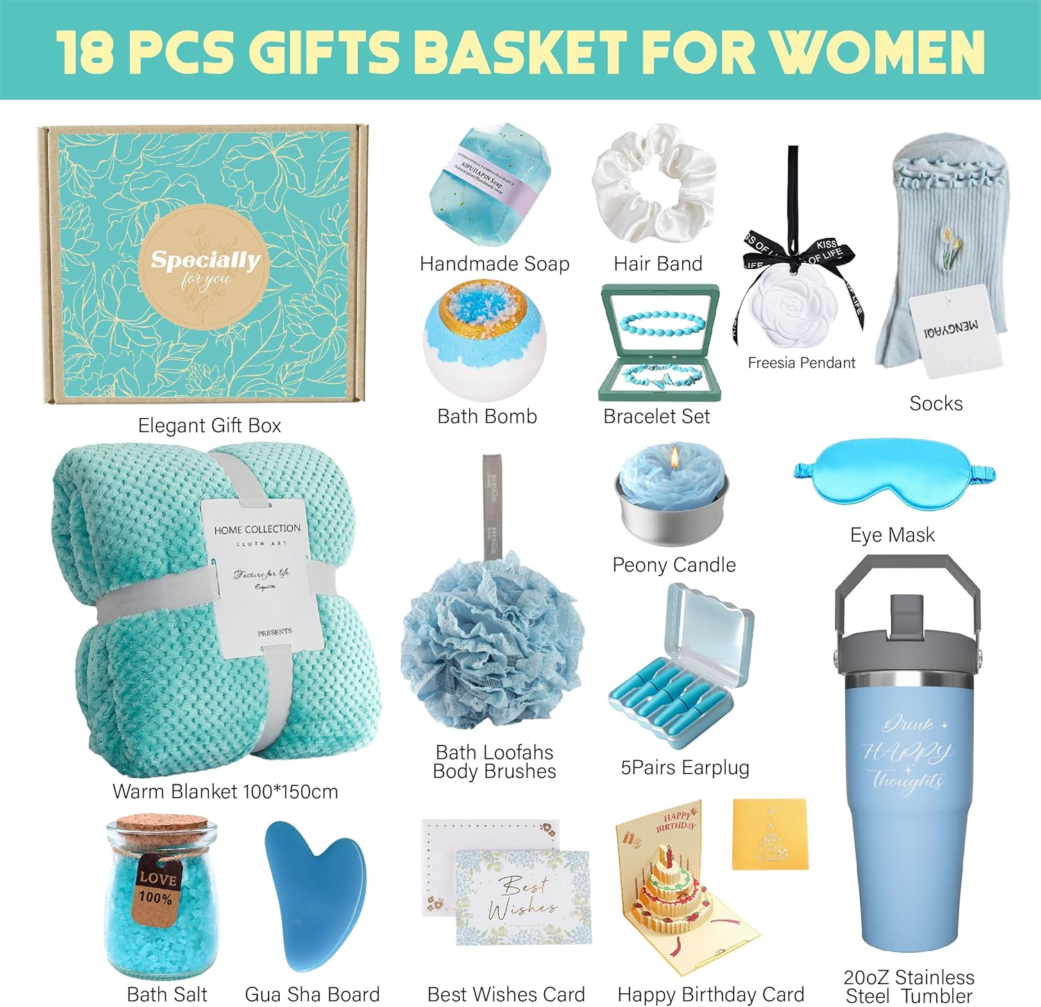 Birthday Gifts for Women Self Care Gifts Get Well Soon Gifts, Ocean Relaxing Spa Gifts Basket Care Package w/Luxury Flannel Blanket, Unique Idea for Mom Her Friends Sister Wife - Image 2