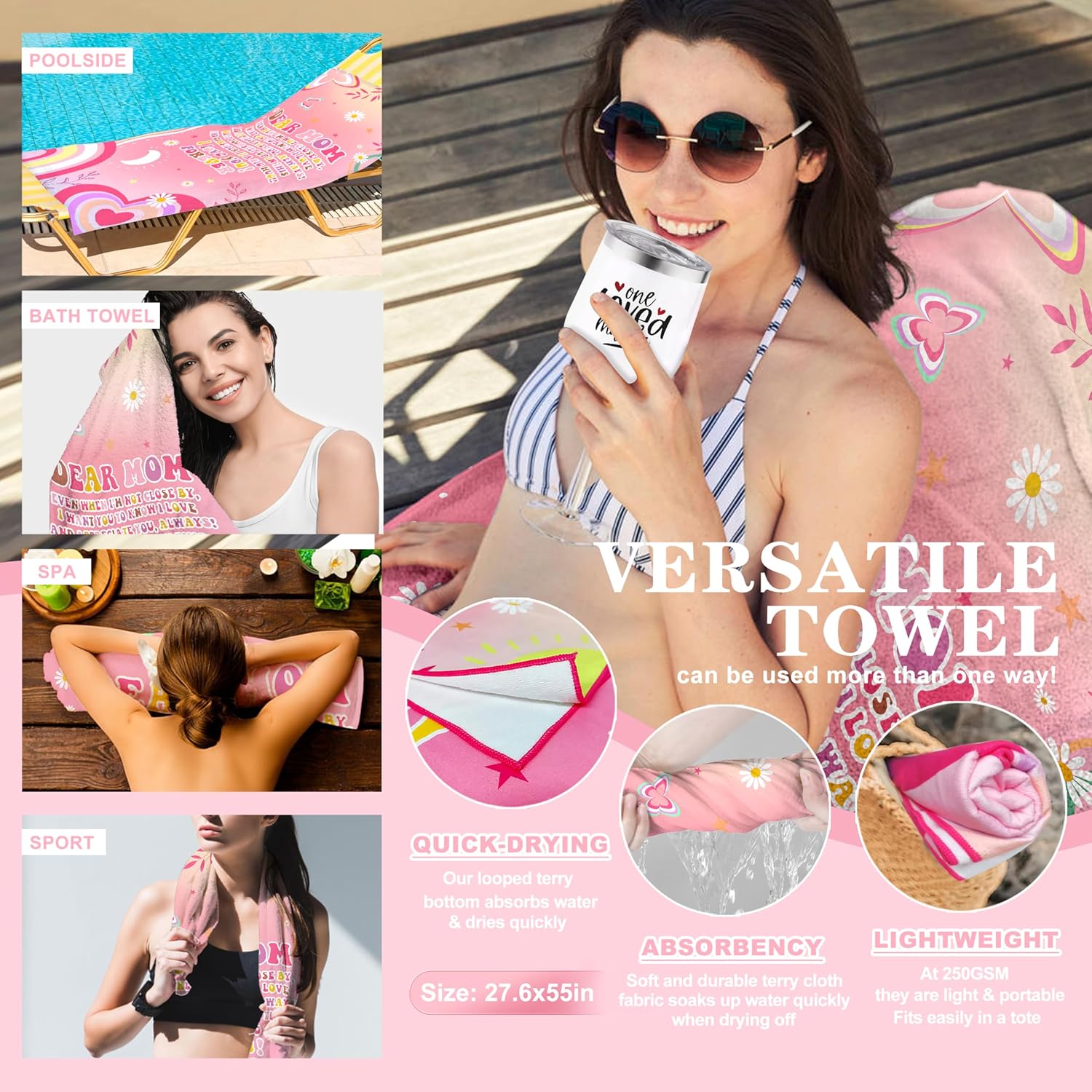 Mother's Day Baskets Gifts for Mom - 16 Pcs Luxury Self-Care Gift Basket for Mothers Day Mama (Pink) - Image 3