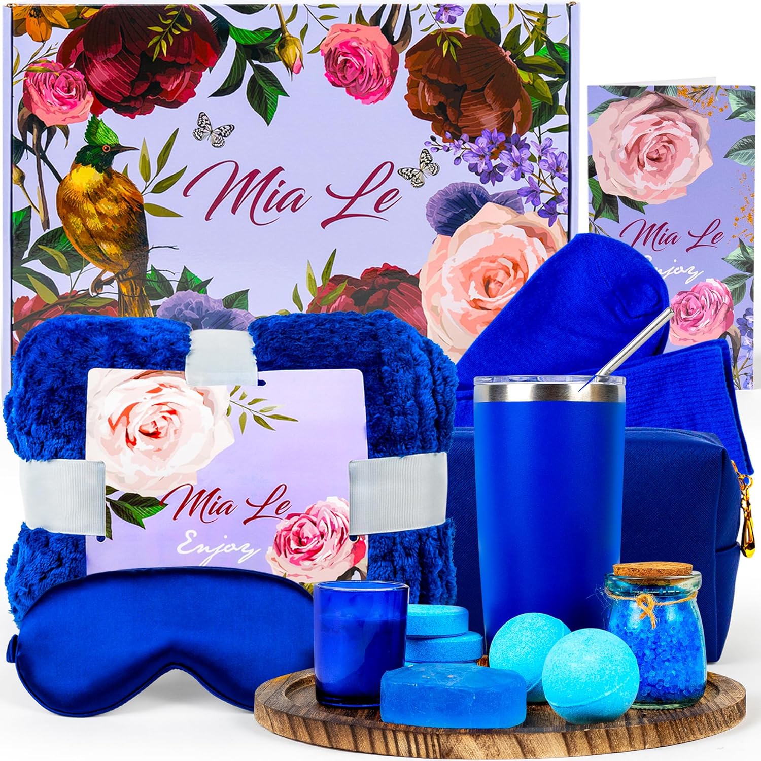 Luxury Spa Gift Basket Set – 16 Pcs Bath Set with Bath Bombs, Body Lotion, Shower Gel & More – Relaxing Gifts for Women & Men – Perfect for Birthday, Christmas, Thank You & Bridal Shower(Royal Blue) - Image 9