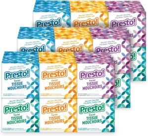 Amazon Brand – Presto! Ultra-Soft 3-Ply Premium Facial Tissues, 1188 Count (18 Packs of 66), (Packaging May Vary)
