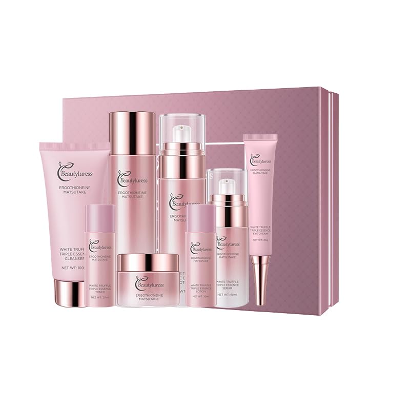 8-Piece Korean Luxury Ergothioneine Skincare Set - Enrich with Matsutake Extract & Hyaluronic Acid for Deep Moisturizing & Lock in Moisture, Gentle for All Skin Types, Daily Use korean skincare set