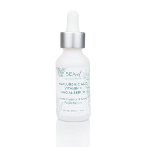 Sea-el Hyaluronic Acid & Vitamin C Facial Serum Drops Firming Hydration & Glow Anti Aging Face Moisturizer – Daily Wrinkle Diminishing Skin Care for Women & Men, Vegan – 1 Fl Oz